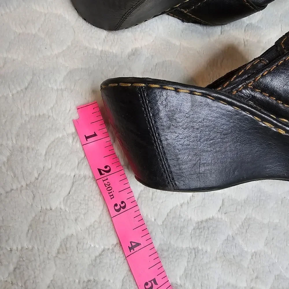 Born black leather mules clogs slip ons wedge heel 8 39 - Picture 2 of 8